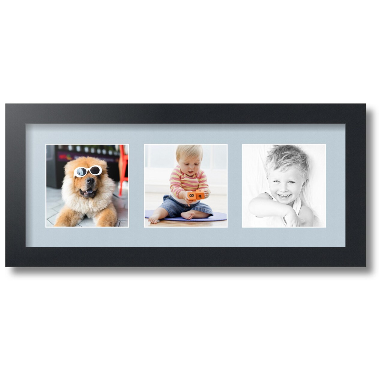 ArtToFrames Collage Photo Picture Frame with 3 - 5x5 inch Openings, Framed in Black with Over 62 Mat Color Options and Regular Glass (CSM-3926-95)